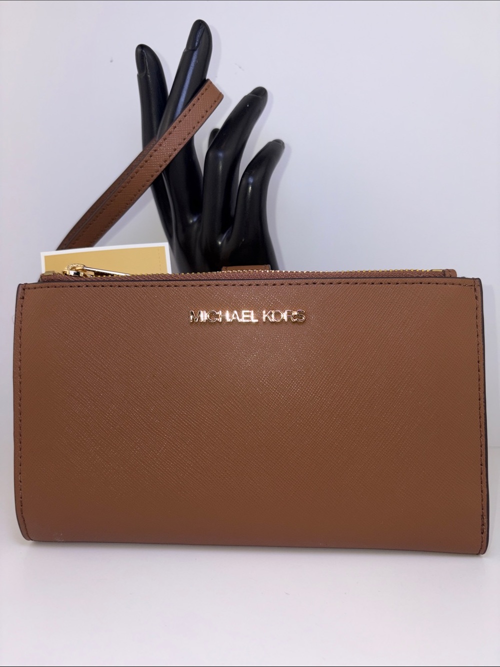 NWT MICHAEL Michael Kors Jet Set Travel Leather Double Zip Wristlet